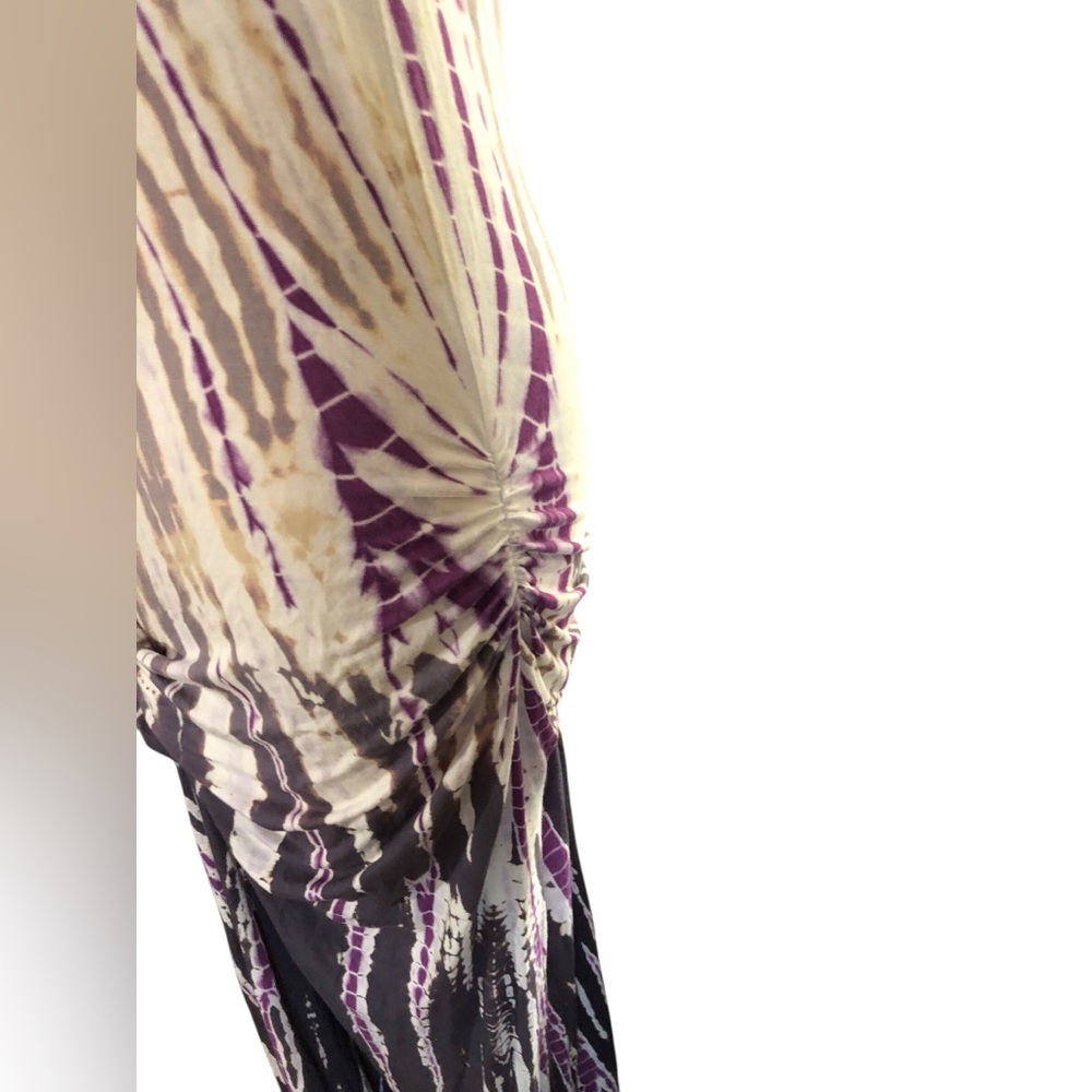 Young Fabulous & Broke,Purple & Gray Sundress Sleeveless Scoop Neck Rouched Side - Picture 3 of 4